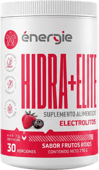 Bote de HIDRA+ ELITE, electrolitos sabor frutos rojos